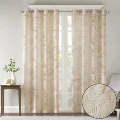 Best Pirce 🥰 Madison Park Kauna Palm Leaf Burnout Window Sheer Natural 🤩 -Madison Park Sales unnamed file 1167