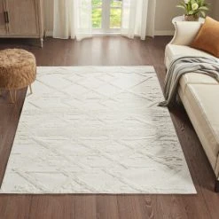 Wholesale ❤️ Madison Park Brittany Cream Terni Diamondback Indoor Area Rug 💯