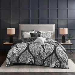Outlet ❤️ Madison Park Marcella Printed 6 Piece Duvet Cover Set (Insert Excluded) Black 🥰 -Madison Park Sales unnamed file 1181
