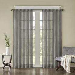 Buy ❤️ Madison Park Kaylee Solid Crushed Sheer Window Curtain Pair Spice ⭐