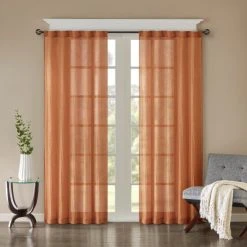 Buy ❤️ Madison Park Kaylee Solid Crushed Sheer Window Curtain Pair Spice ⭐ -Madison Park Sales unnamed file 1208