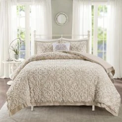 Best deal 🔥 Madison Park Sarah White Tufted Comforter 4 Piece Set Off White 🔔