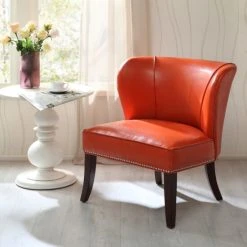 Brand new π Madison Park Sheldon Orange Concave Back Armless Accent Chair π§¨