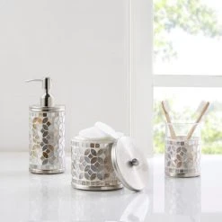 Wholesale 🔥 Madison Park Tesera Mosaic Glass 3 Piece Bath Accessory Set 🥰