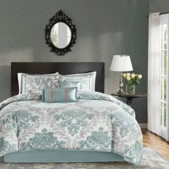 Coupon ✔️ Madison Park Larissa Aqua Printed 7 Piece Comforter Set 😉