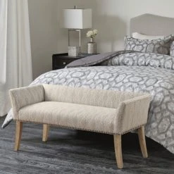 Budget 🎉 Madison Park Antonio Upholstered Rectangular Accent Bench Grey 😉