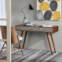 Hot Sale 😀 Madison Park Howard 3-drawer Writing Desk Pecan/ Blue 👏 -Madison Park Sales unnamed file 1520