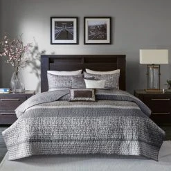 Best Pirce 🛒 Madison Park Melody 6 Piece Reversible Jacquard Coverlet Set Grey/taupe 🔥