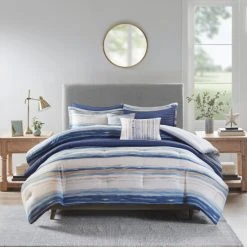 Top 10 💯 Madison Park Anchorage 8 Piece Printed Seersucker Comforter And Coverlet Set Collection Blue ⌛