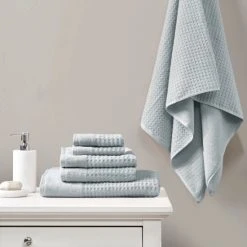Outlet 🎁 Madison Park Spa Waffle Cotton Waffle Jacquard Antimicrobial Bath Towel 6 Piece Set Taupe 💯 -Madison Park Sales unnamed file 1655