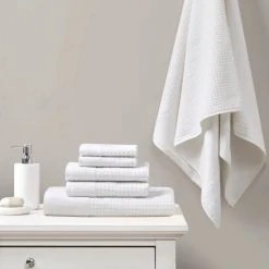 Outlet 🎁 Madison Park Spa Waffle Cotton Waffle Jacquard Antimicrobial Bath Towel 6 Piece Set Taupe 💯 -Madison Park Sales unnamed file 1658