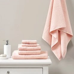 Outlet 🎁 Madison Park Spa Waffle Cotton Waffle Jacquard Antimicrobial Bath Towel 6 Piece Set Taupe 💯 -Madison Park Sales unnamed file 1660