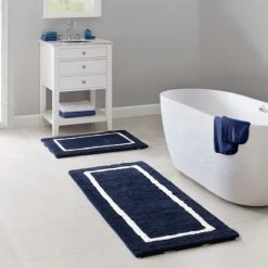 Promo 🛒 Madison Park Renu Reversible High Pile Tufted Bath Rug Navy ❤️ -Madison Park Sales unnamed file 1676