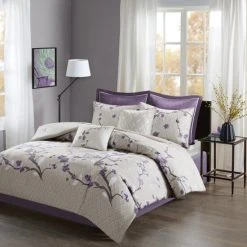 Cheapest 🎁 Madison Park Isabella Grey And Purple 8 Piece Cotton Comforter Set ❤️ -Madison Park Sales unnamed file 1699