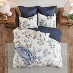 Promo ⌛ Madison Park Monah Blue 7 Piece Printed Seersucker Comforter Set With Throw Blanket ❤️ -Madison Park Sales unnamed file 1767