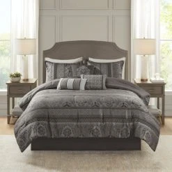 Cheapest 🎁 Madison Park Venetian Grey Jacquard 7-piece Comforter Set 😍