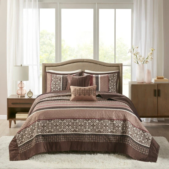New π€© Madison Park Dartmouth Red/ Blue 5-piece Jacquard Bedspread Set π€© 3 New π€© Madison Park Dartmouth Red/ Blue 5-piece Jacquard Bedspread Set π€©