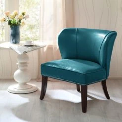 Cheapest π₯° Madison Park Sheldon Blue Concave Back Armless Chair β