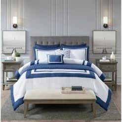 Outlet 🥰 Madison Park Lexington 8 Piece Comforter And Coverlet Set Collection Navy 🌟