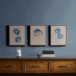 Outlet ❤️ Madison Park Blue Print Botanicals Blue Framed 3 Piece Printed Canvas On Linen ❤️