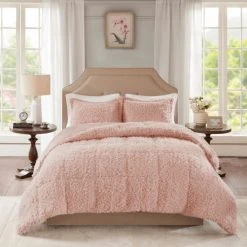 Cheapest ✨ Madison Park Zoe 100-percent Polyester Solid Faux Fur Comforter Set Blush 👍
