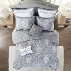 Cheapest 💯 Madison Park Audrey Gray 8 Piece Jacquard Comforter Set 🔥 -Madison Park Sales unnamed file 2183