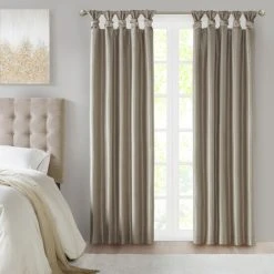 Promo 🔔 Madison Park Natalie Twist Tab Total Blackout Window Curtain White ⌛