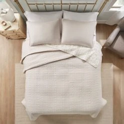 New 👍 Madison Park Kellen Reversible Cotton Coverlet Set Cream/blush 🤩 -Madison Park Sales unnamed file 2244