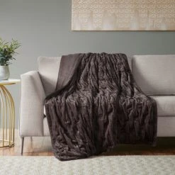Best Pirce 🛒 Madison Park Luxury Ruched Faux Fur Throw Grey 🌟 -Madison Park Sales unnamed file 2343