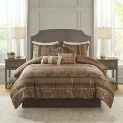 Best reviews of 👏 Madison Park Venetian Brown Gold 7-piece Jacquard Comforter Set 😉