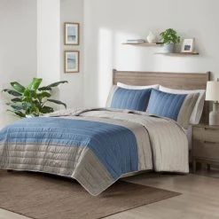 Best reviews of 👍 Madison Park Taylor 3 Piece Printed Color Blocking Microfiber Coverlet Set Taupe/blue ✨ -Madison Park Sales unnamed file 2439