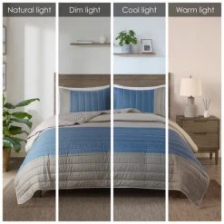 Best reviews of 👍 Madison Park Taylor 3 Piece Printed Color Blocking Microfiber Coverlet Set Taupe/blue ✨ -Madison Park Sales unnamed file 2440