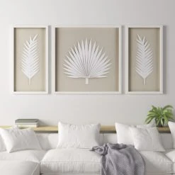 Top 10 💯 Madison Park Sabal Off White Palm Rice Paper Framed Shadow Box 3 Piece Set 🔔