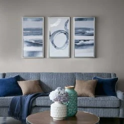 Best Pirce ⭐ Madison Park Grey Surrounding Printed Frame Canvas With Gel 🧥 Coat And Silver Foil 3 Piece Set 💯