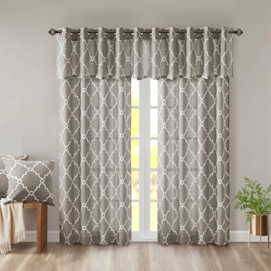 Buy π Madison Park Westmont Fretwork Print Grommet Window Valance - 50x18" Beige π 6 Buy π Madison Park Westmont Fretwork Print Grommet Window Valance - 50x18" Beige π - Image 4