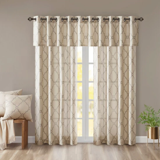 Buy π Madison Park Westmont Fretwork Print Grommet Window Valance - 50x18" Beige π 12 Buy π Madison Park Westmont Fretwork Print Grommet Window Valance - 50x18" Beige π - Image 10