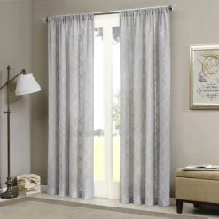 Top 10 😉 Madison Park Iris Embroidered Diamond Sheer Single Curtain Panel White/grey 👍 -Madison Park Sales unnamed file 2594
