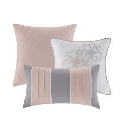 Best Pirce 🤩 Madison Park Brianna Grey/ Blush Cotton Sateen Printed Comforter Set ✔️ -Madison Park Sales unnamed file 2606