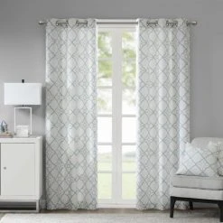 Wholesale ✨ Madison Park Jax Cotton Printed Curtain Panel Pair Grey 🎁