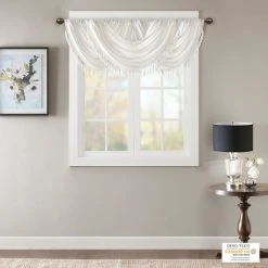 Best Pirce 🎁 Madison Park Juline Faux Silk Waterfall Embellished Valance - 38 X 46" Navy 🎉 -Madison Park Sales unnamed file 2695