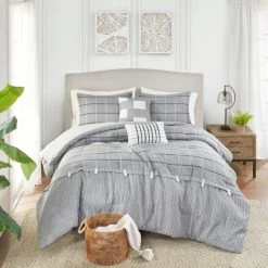 Top 10 ❤️ Madison Park Elm Gray 5 Piece Faux Linen Jacquard Comforter Set 😀