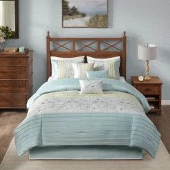 Best Pirce 😉 Madison Park Belle Aqua 7 Piece Embroidered Comforter Set ⌛