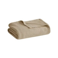 Best Pirce 👍 Madison Park Freshspun Basketweave Cotton Blanket Khaki 🛒 -Madison Park Sales unnamed file 2970