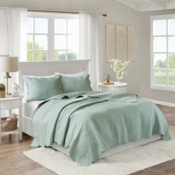 Hot Sale 💯 Madison Park Marino Reversible Scalloped Edge Coverlet Set Seafoam 🌟 -Madison Park Sales unnamed file 305