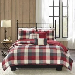 Outlet 🎉 Madison Park Pioneer 6 Piece Herringbone Coverlet Set Red 🌟