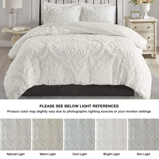 Best deal π Madison Park Aeriela Tufted Cotton Chenille Damask Duvet Cover Set Off White π₯° 4 Best deal π Madison Park Aeriela Tufted Cotton Chenille Damask Duvet Cover Set Off White π₯° - Image 2