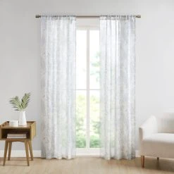 Discount 😉 Madison Park Tulia Botanical Printed Texture Sheer Window Pair Blue 👍 -Madison Park Sales unnamed file 3177