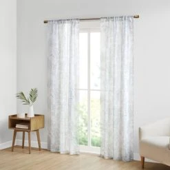 Discount 😉 Madison Park Tulia Botanical Printed Texture Sheer Window Pair Blue 👍 -Madison Park Sales unnamed file 3178