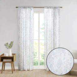 Discount 😉 Madison Park Tulia Botanical Printed Texture Sheer Window Pair Blue 👍 -Madison Park Sales unnamed file 3179