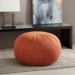 Discount ⌛ Madison Park Taylor Round Pouf Ottoman Tan 🥰